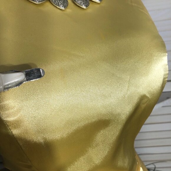 Blondie Nites Yellow Satin A Line Prom Dress Size 5 - Picture 9 of 11